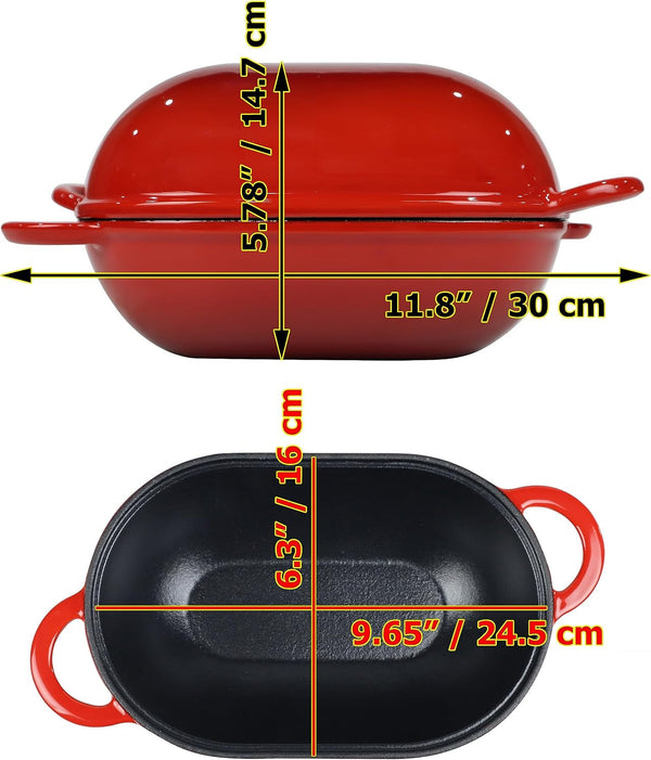Enameled Cast Iron Bread Pan Dutch Oven with Lid and Loop Handles - Red – Oven Safe Form for Baking and Cooking, Artisan Bread Kit - Loaf Pan2