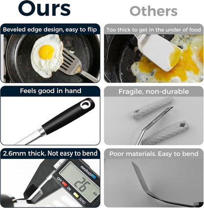 18/0 Stainless Steel Cooking Utensils Set, Heavy Duty Kitchen Utensils for Daily Use Party Wedding Housewarming, Dishwasher Safe, 9 Pieces3
