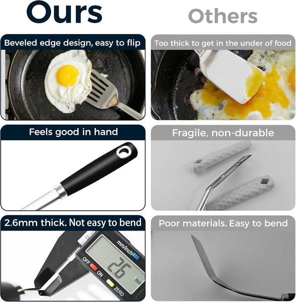 18/0 Stainless Steel Cooking Utensils Set, Heavy Duty Kitchen Utensils for Daily Use Party Wedding Housewarming, Dishwasher Safe, 9 Pieces3