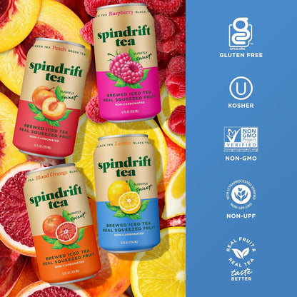 Brewed Iced Tea, Variety Pack with Black Tea & Green Tea, Made with Real Squeezed Fruit, No Carbonation, Slightly Sweet, 12 Fl Oz Cans, Pack of 24 (22-49 Calories)4