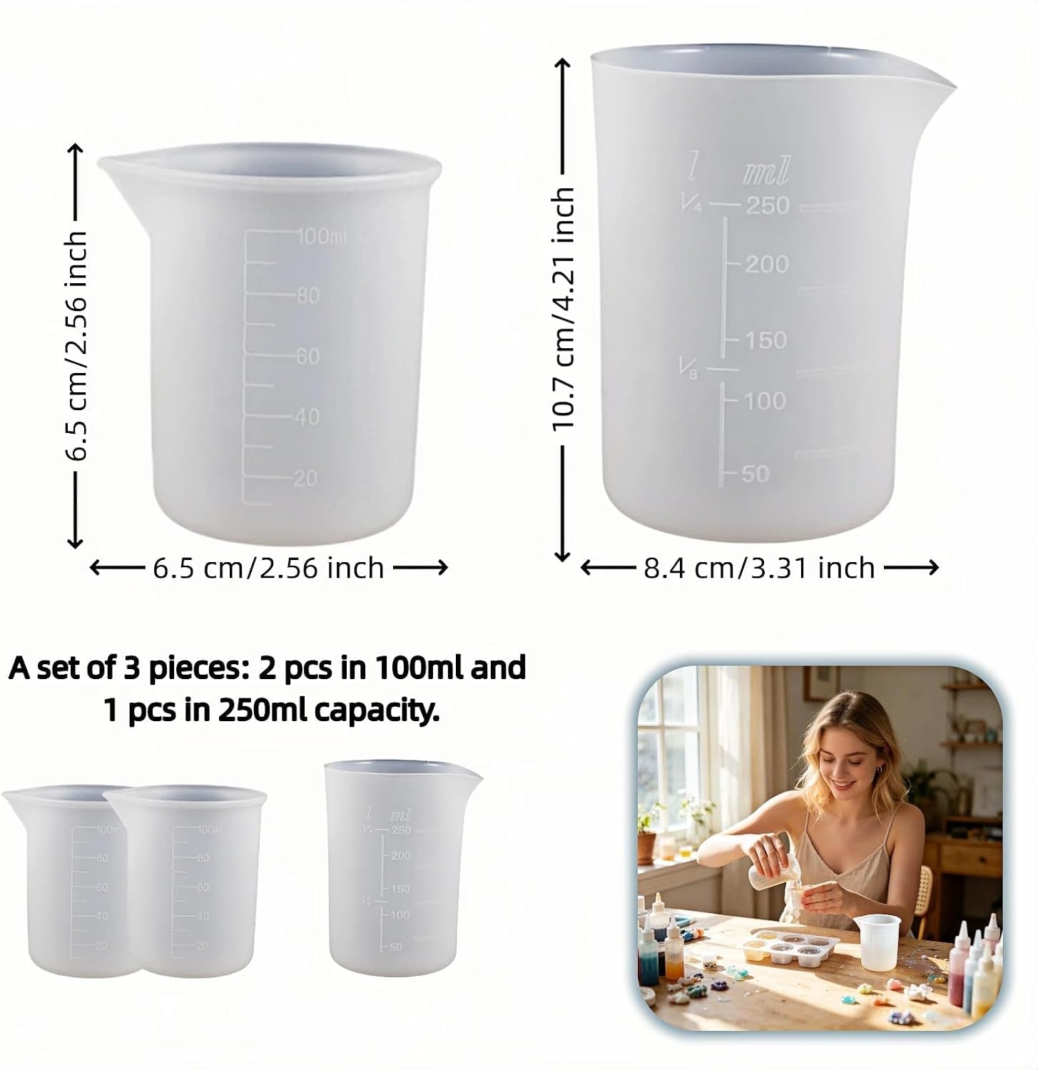 silicone-measuring-cups-for-resin-3-pack-2x100ml-1x250ml-no-spill-pouring-spout-reusable-mixing-cups-for-epoxy-resin-diy-crafts