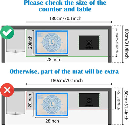 Nonstick Silicone Pastry Mat Extra Large with Measurements Dough Baking Mat | 28'' X 20'' Silicone Baking Mat Counter Dough Rolling Fondant/Pie Crust Sourdough Bread Supplies by  Blue6