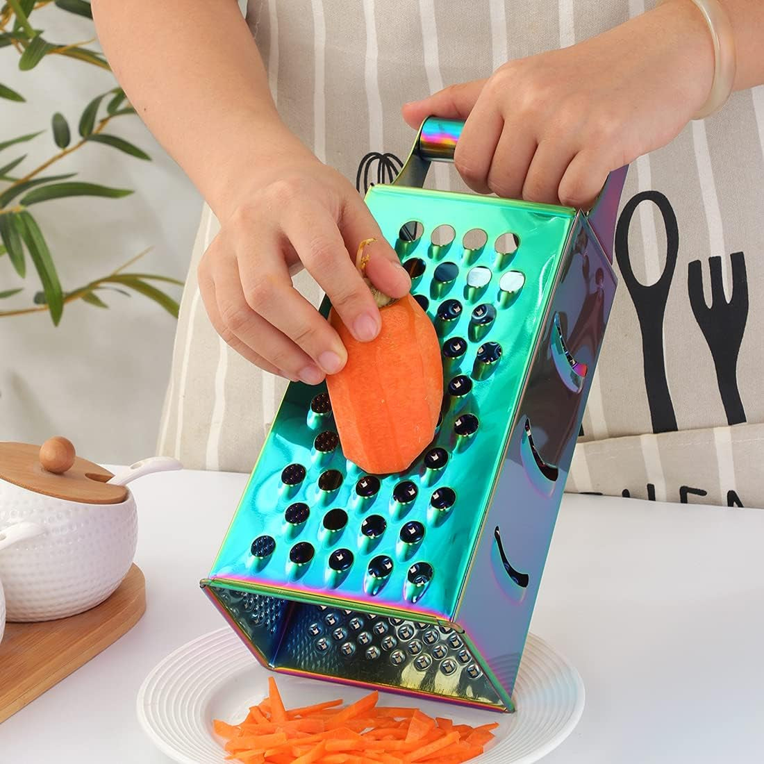 4-sides-box-grater-for-kitchen-stainless-steel-cheese-grater-with-handle-multi-function-vegetable-slicer-food-shredder-for-chees-ginger-vegetables-rainbow