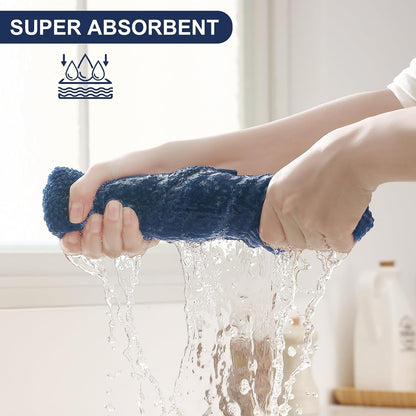 Dual Design Kitchen Towels and Dishcloths Set, 8 Pack, Navy Blue3