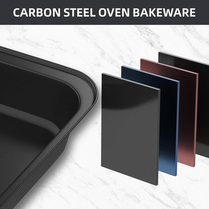 Baking Pans Set, 5-Piece Nonstick Bakeware Sets, Black | Kitchen Cookware Sets Baking Supplies with Round/Square Cake Pan, Muffin Loaf Roast Pan, Baking Sheets for Oven, Black3