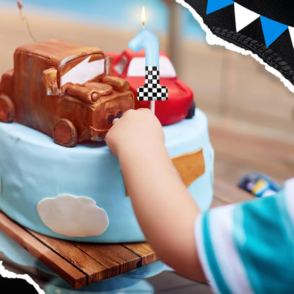 Racing Car Birthday Number Candle Race Car Cake Topper, Number 17