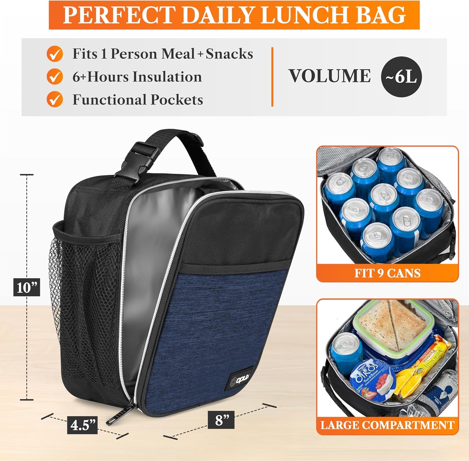 insulated-lunch-bag-for-kids-boys-girls-small-compact-lunch-box-with-wide-opening-mesh-pockets-reusable-lunch-pail-for-school-work-adults-men-women-heather-navy-blue