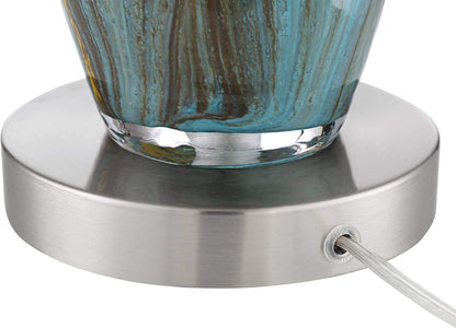 Azure 29 1/2" Tall Table Lamps Set of 2 Art Glass White Blue Brushed Nickel5