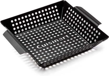 11" X 11" Non-Stick Grill Wok, Perforated BBQ Grill Basket for Grilling Veggies, Meat & Stir-Fry, Outdoor Grilling Basket for Charcoal and Gas Grills1
