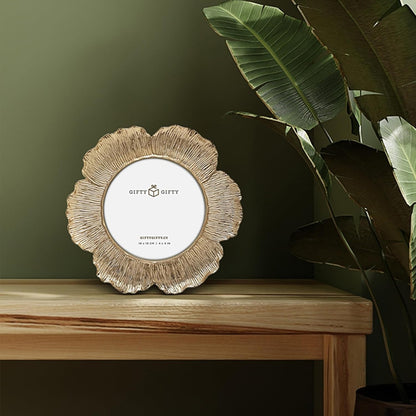 Circular Gold Floral Photo Frame / 4X4 in | for Tabletop Display | Perfect for Home Decor, Wedding, Graduation, or Milestone Photos2