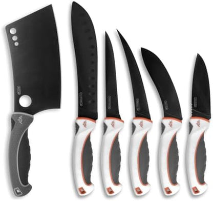 Ergomax 7-Piece Set with Cleaver - Professional Game Processing Knife Kit - Caping & Boning Knives, Skinning Knife, Butcher, Cleaver, Elite Big Game, Elk & Deer Hunting Gear1