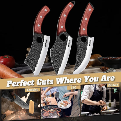 Butcher Knife Set of 3 - Japanese Knife Set for Meat Cutting7