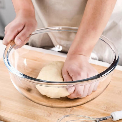 11.6In Wide 6.3Qt Extra Large Glass Bowl, Glass Salad Bowl Mixing Bowl for Sourdough Bread Dough Making Marinating Meat Glass Mixing Bowl for Kitchen Serving Baking Cooking3