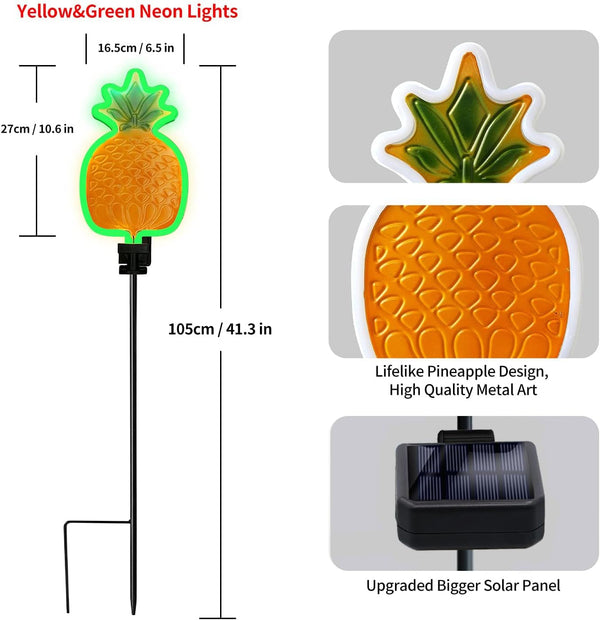 2Pack 42Inch Solar Pineapple Neon Lights5