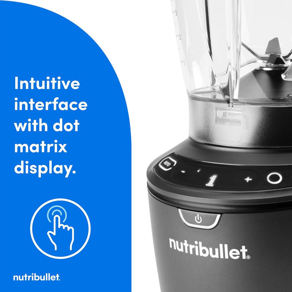 Nutribullet Smartsense Blender Combo, 1400W, 64Oz Pitcher, 32Oz & 24Oz Cups, 5-Speed, Smoothies, Ice and Frozen Fruit, Nut Milk, Soup, Gunmetal Gray, NBF507006