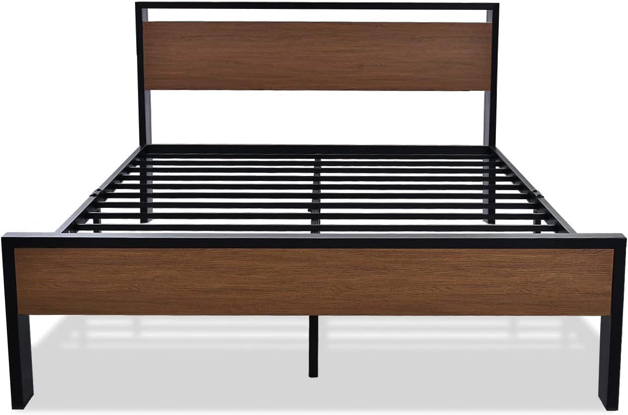 14-inch-queen-size-metal-platform-bed-frame-with-wooden-headboard-and-footboard-mattress-foundation-no-box-spring-needed-large-under-bed-storage-non-slip-without-noise-walnut