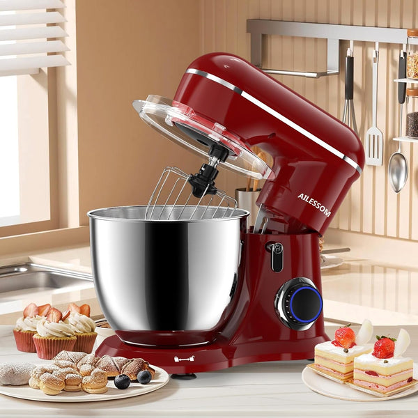 Stand Mixer, 6.5QT Household Food Mixer, 10-Speed Tilt-Head Electric Kitchen Mixer with 304 Stainless Steel Bowl, Dough Hook, Whisk & Beater, Splash Guard, Ideal for Baking Bread, Cake & Whipping5
