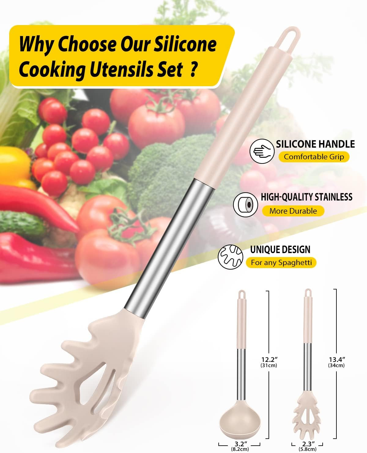 silicone-pasta-fork-and-soup-ladle-spoon-set-2-pack-khaki