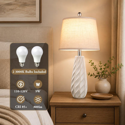 27" Ceramic Table Lamps Set of 2 Coastal Lamps, Modern White Lamps3