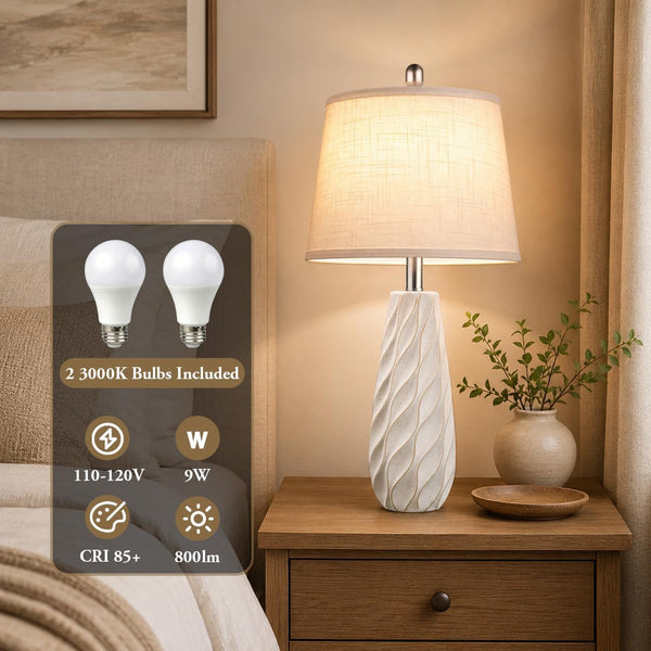 27" Ceramic Table Lamps Set of 2 Coastal Lamps, Modern White Lamps3