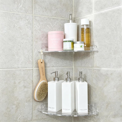 Adhesive Acrylic Corner Shower Caddy 2 Pack, Rustproof Bath Shelf1