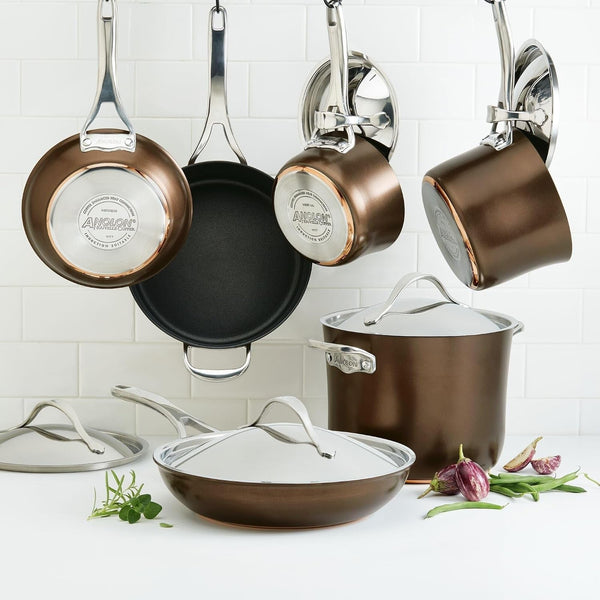 83852 Nouvelle Copper Hard Anodized Nonstick Cookware Set / Pots and Pans Set - 11 Piece, Brown2