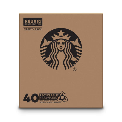 Starbucks K-Cup Coffee Pods, Starbucks Blonde, Medium, Dark Roast and Flavored Hot or Iced Coffee, Variety Pack, 40 Keurig Pods | 100% Arabica K-Cup Pods for Keurig Brewers; Starbucks Blonde, Medium, Dark Roast and Flavored Variety Pack; 1 Box, 40 Pods10