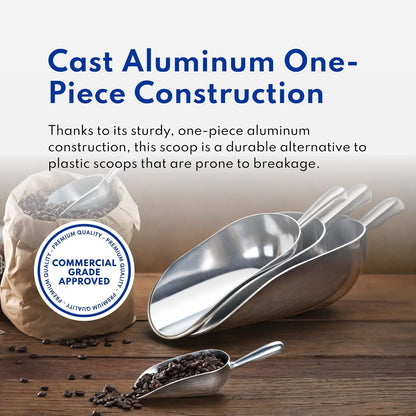 34547 One-Piece Cast Aluminum round Bottom Bar Ice Flour Utility Scoop, 24 -Ounce, Silver (Hand Wash Only)5