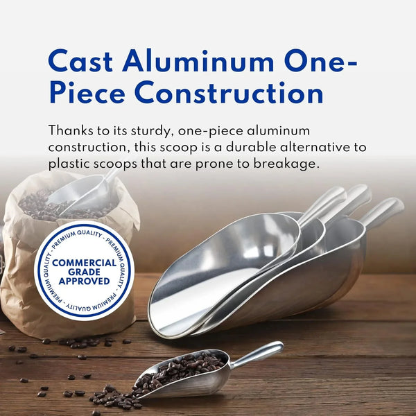 34547 One-Piece Cast Aluminum round Bottom Bar Ice Flour Utility Scoop, 24 -Ounce, Silver (Hand Wash Only)5