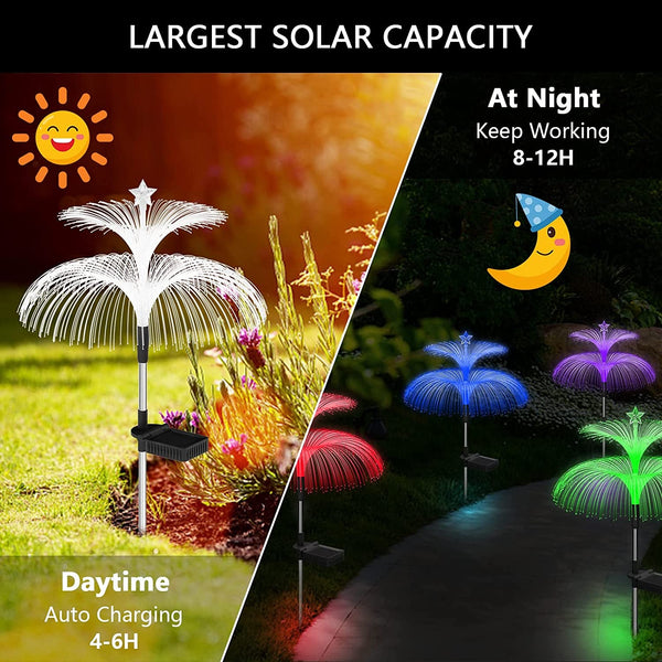 Solar Garden Lights 3 Pack New Upgraded Solar Lights Outdoor Waterproof 7 Color Changing Double Jellyfish and Star Flower Garden Decor Yard Lawn Christmas Outdoor,Gifts for Mother'S Day Women4