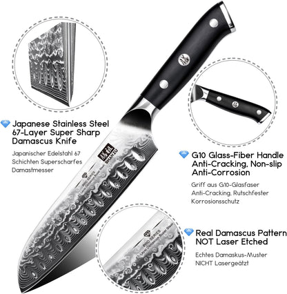 7 in Damascus Chef Knife, Japanese Santoku Chef'S Knife2