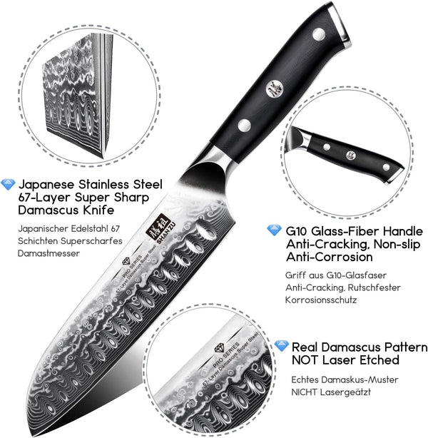 7 in Damascus Chef Knife, Japanese Santoku Chef'S Knife2
