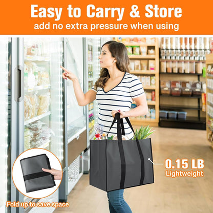 Reusable Grocery Bags, Foldable, Lasting Use, 35L, 3 Pack, Gray6