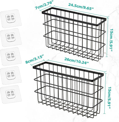 2 Pack Cabinet Door Organizer,Self Adhesive Lid Organizers inside Cabinet Storage Boxes,Hanging Storage Basket Organizer Wall Mounted Pantry Caddy Cup Holder for Kitchen,Fridge,Bathroom2