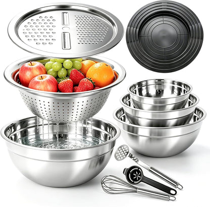 Stainless Steel Mixing Bowls with Lids and Colander Set1