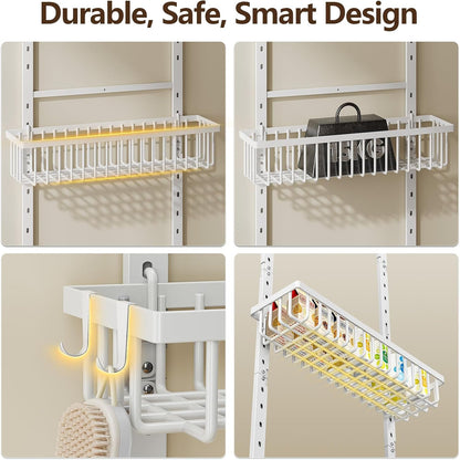 9 Tier over the Door Pantry Organizer, 2 in 1 Wall Mount or Hanging Spice Rack with Adjustable Deep Basket, Heavy-Duty Seasoning Organizer and Storage for Kitchen Cabinet Closet Bathroom4