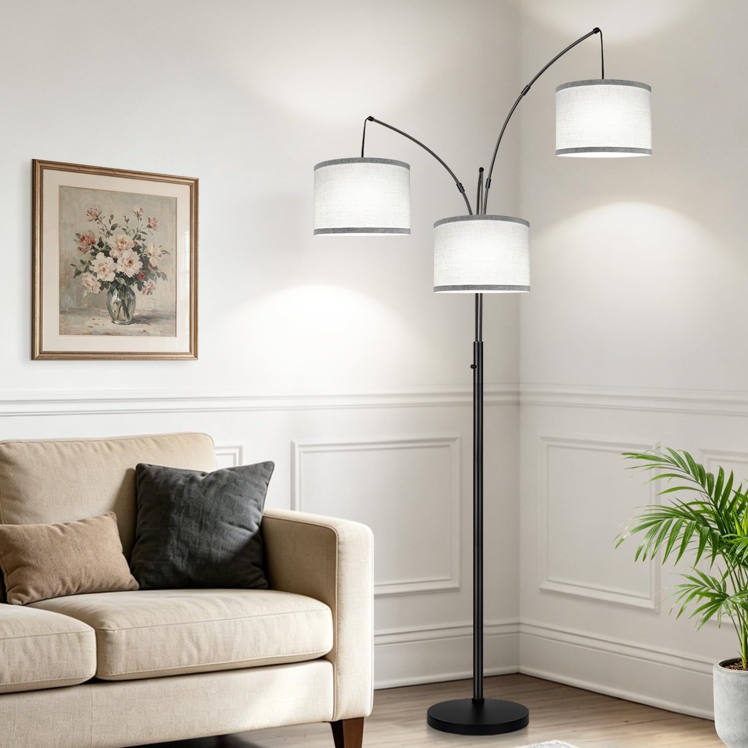dimmable-floor-lamp-3-lights-black-arc-floor-lamp-modern-tall-standing-tree-lamp-with-grey-linen-shades-heavy-base-3000lm-led-bulbs-bright-lighting-for-living-room-bedroom-office-reading