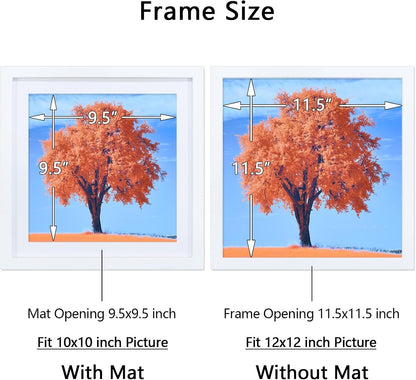 12X12 Picture Frame White, Solid Wood Diamond Art Painting Frames 30X30Cm, Display Pictures 10X10 with Mat or 12 X 12 without Mat, 12X12 Frame for Photos Posters Prints Artworks Puzzles, Wall Hanging2