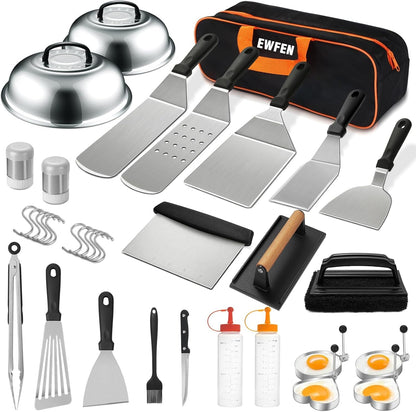 35PCS Griddle Accessories Kit, Flat Top Grill Accessories Set for Blackstone and Camp Chef, Grill Spatula Set with Enlarged Spatulas, Basting Cover, Scraper for Outdoor Barbecue1