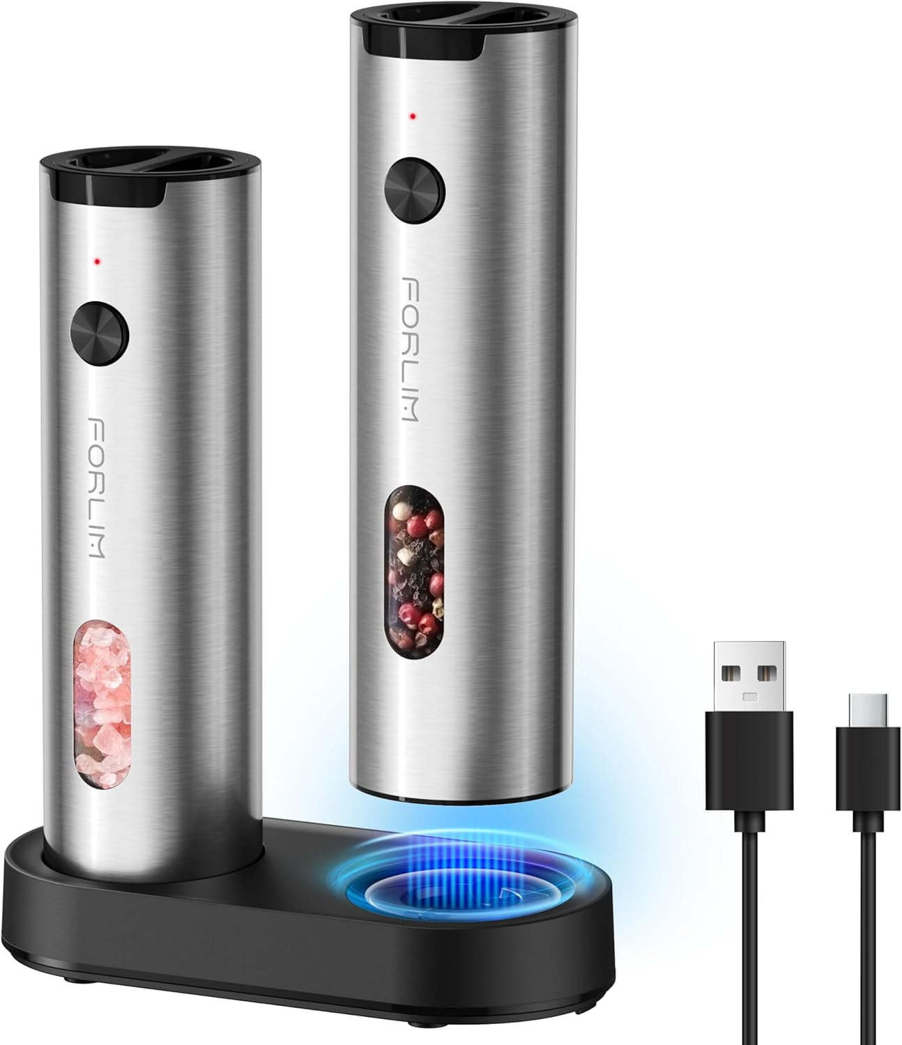electric-salt-and-pepper-grinder-set-rechargeable-auto-salt-and-pepper-grinder-set-with-charging-base-adjustable-coarseness-led-light-automatic-salt-grinder-refillable-pepper-shakers-set