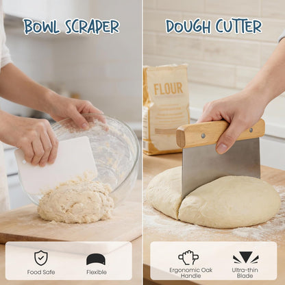 Sourdough Starter Kit with Banneton Bread Proofing Baskets | Complete Sourdough Bread Baking Supplies, Beginner Friendly, 9In round & 10In Oval Rattan Banneton, Sturdy Sour Dough Tool3