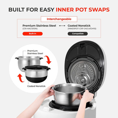CUCKOO Twin Pressure Induction Rice Cooker, 20-Cup Cooked, CRP-OHTR1009FW | Large 10-Cup Uncooked Capacity, Full Stainless Steel Inner Pot, 14 Menus, Silent Pressure System, Quick Rice, Made in Korea10