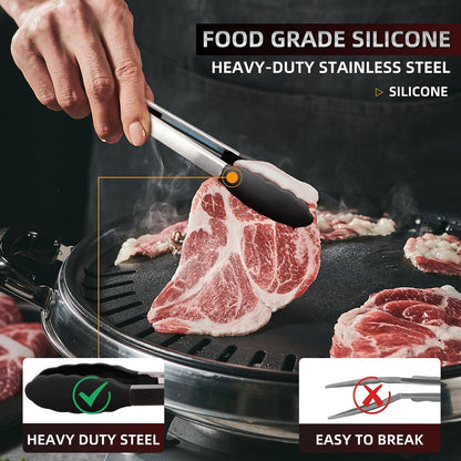 Stainless Steel Kitchen Tongs Set, 3 Pack with Silicone Tips5