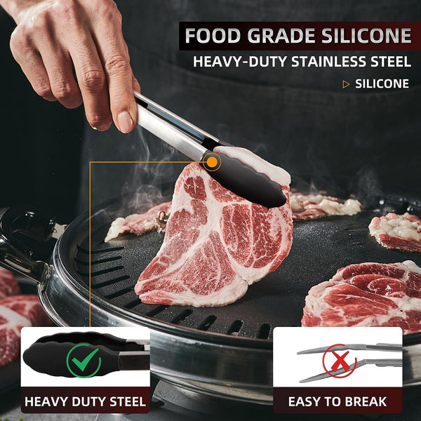 Stainless Steel Kitchen Tongs Set, 3 Pack with Silicone Tips5
