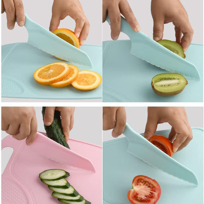 5-Piece Kids Knifes Set, Kitchen Knife and Cutting Board Set | Children'S Cooking Knives in 5 Sizes & Colors/Firm Grip, Serrated Edges Bpa-Free Kids Knives Lettuce and Cutting Board Peeler5