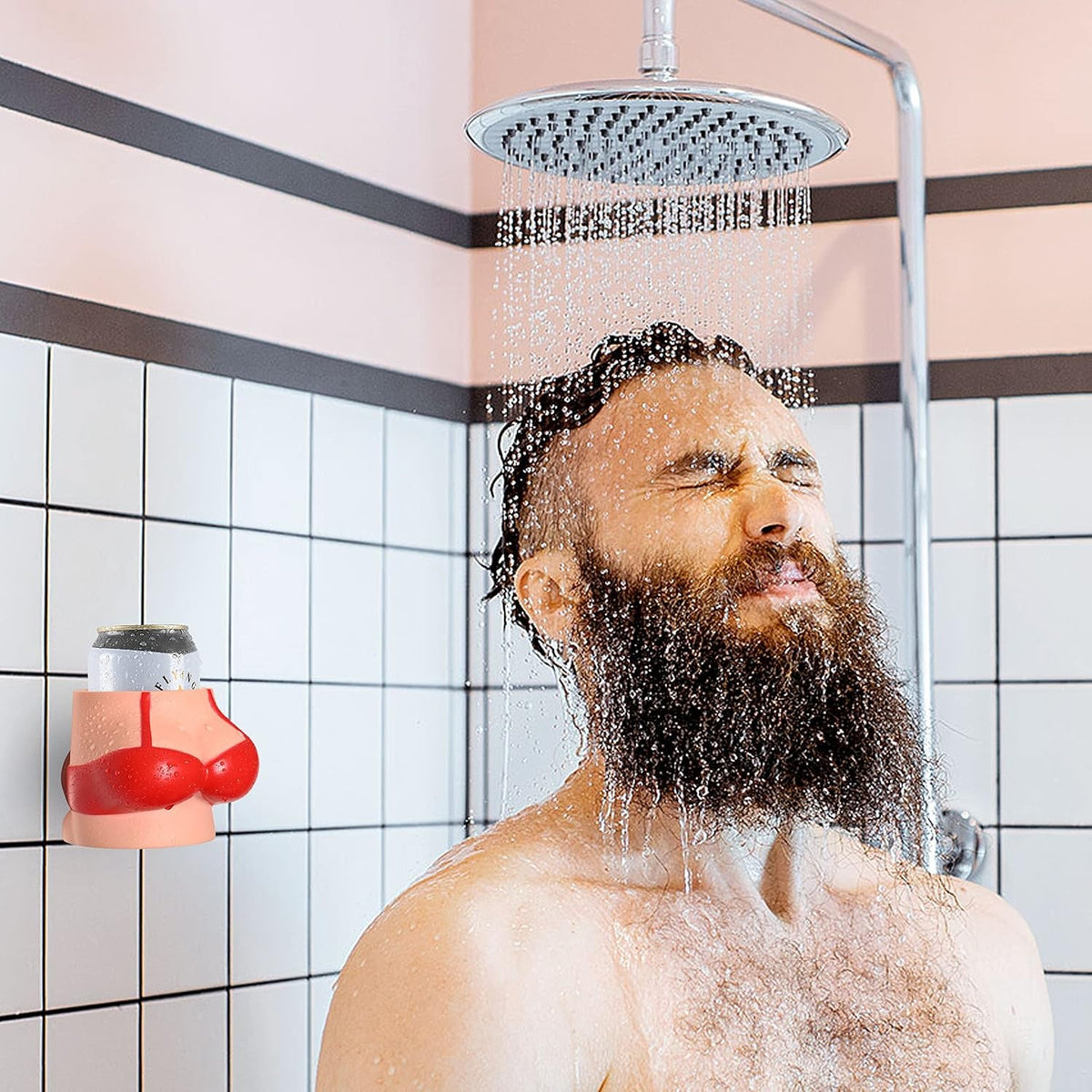 shower-beer-buddy-red-bikini-shower-beer-can-holder-w-silicone-suction-cup-holds-your-cold-brew-while-showering-or-in-bath-tub-drink-accessories-gifts-bathtub-caddy-bathroom-stocking-stuffer