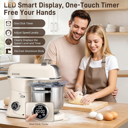 7 Quart Stand Mixer Aluminum Die Casting, 650W 12 Speed Tilt-Head Kitchen Electric Stand Mixer, Household Food Mixer with Stainless Steel Bowl, Dough Hook, Whisk and Beater-Cream3
