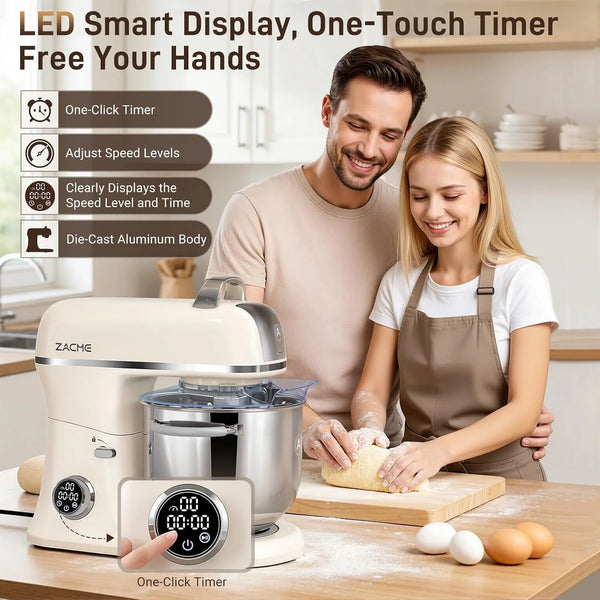 7 Quart Stand Mixer Aluminum Die Casting, 650W 12 Speed Tilt-Head Kitchen Electric Stand Mixer, Household Food Mixer with Stainless Steel Bowl, Dough Hook, Whisk and Beater-Cream3
