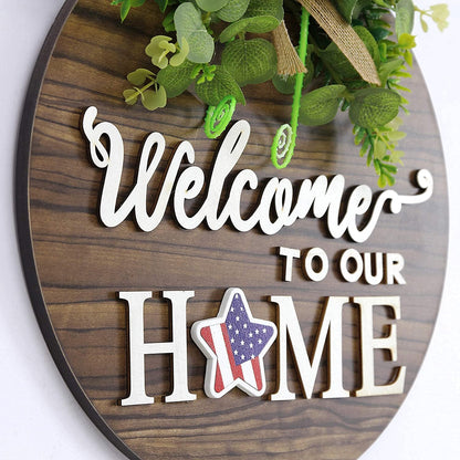 Interchange Welcome Sign Front Door Wreaths for Spring Fall Summer Winter | Rustic Wood Wreaths for Wall Home House Warming Gifts Outdoor Farmhouse Porch All Seasons Holiday Halloween Christmas4