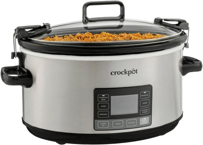 Crock-Pot 7-Quart Slow Cooker, Portable Programmable with Timer, Locking Lid, Stainless Steel; an Essential Kitchen Appliance, Perfect for Families and Gatherings1